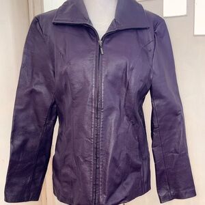 East 5th Purple Genuine Leather Jacket Women’s Zip Up Chic Minimalist Moto Y2K